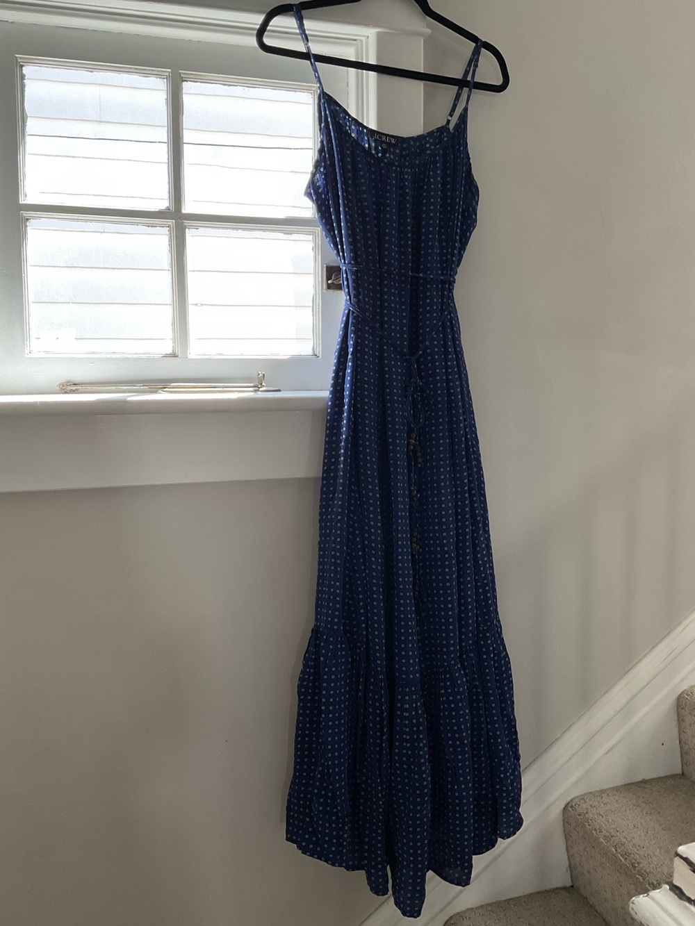 J. Crew caspia navy patterned maxi dress XXL